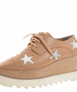 Cheap 🤩 Stella McCartney Camel/Silver Faux Leather Elyse Star Platform Derby Size 40 For 👩 Women 💯