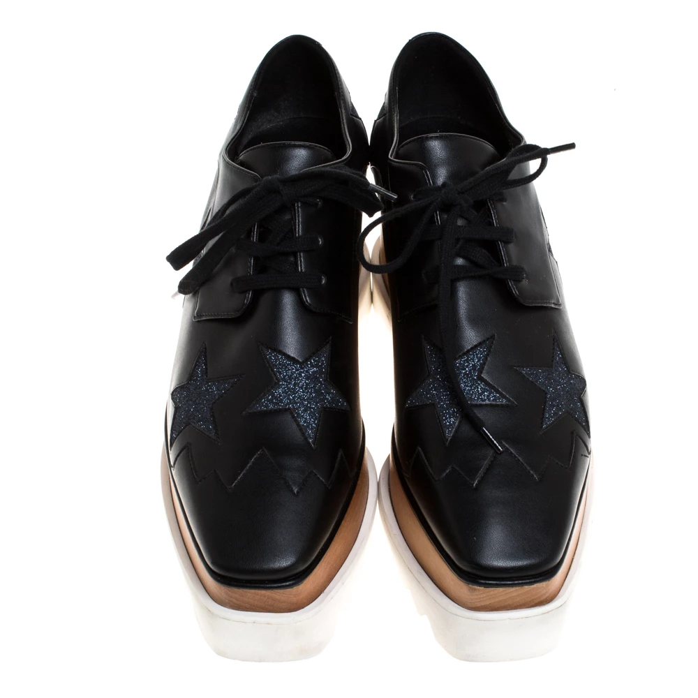 Deals ๐ Stella McCartney Black Faux Leather And Glitter Fabric Elyse Star Platform Lace Up Booties Size 38 For ๐ฉ Women ๐ 5 Deals ๐ Stella McCartney Black Faux Leather And Glitter Fabric Elyse Star Platform Lace Up Booties Size 38 For ๐ฉ Women ๐ - Image 3
