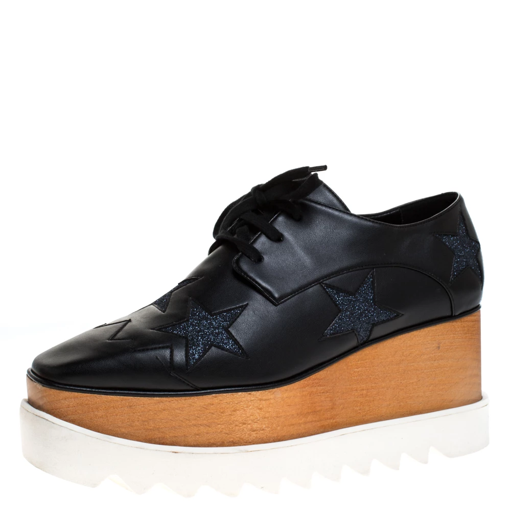 Deals ๐ Stella McCartney Black Faux Leather And Glitter Fabric Elyse Star Platform Lace Up Booties Size 38 For ๐ฉ Women ๐ 3 Deals ๐ Stella McCartney Black Faux Leather And Glitter Fabric Elyse Star Platform Lace Up Booties Size 38 For ๐ฉ Women ๐