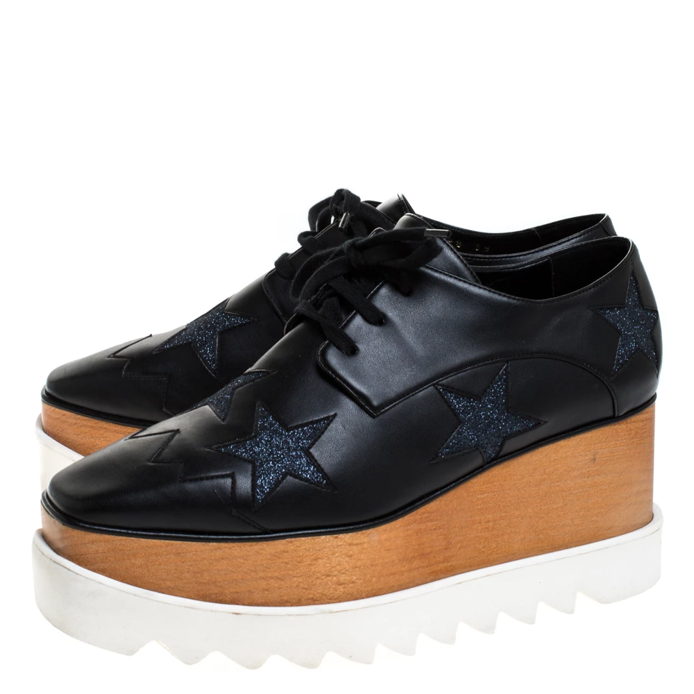Deals ๐ Stella McCartney Black Faux Leather And Glitter Fabric Elyse Star Platform Lace Up Booties Size 38 For ๐ฉ Women ๐ 6 Deals ๐ Stella McCartney Black Faux Leather And Glitter Fabric Elyse Star Platform Lace Up Booties Size 38 For ๐ฉ Women ๐ - Image 4