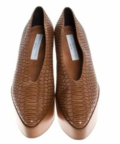 Best Sale 🛒 Stella McCartney Brown Python Embossed Faux Leather Wooden Clog 🩴 Sandals Size 39 For 👩 Women 😍 -Stella McCartney Shop luxury women stella mccartney used shoes p274680 003