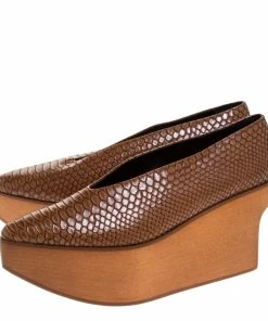 Best Sale 🛒 Stella McCartney Brown Python Embossed Faux Leather Wooden Clog 🩴 Sandals Size 39 For 👩 Women 😍 -Stella McCartney Shop luxury women stella mccartney used shoes p274680 007