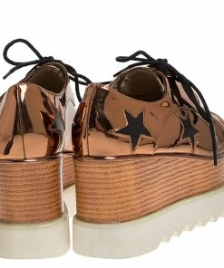 Cheapest ⭐ Stella McCartney Metallic Bronze Faux Patent Leather Elyse Star Platform 👟 Sneakers Size 37 For 👩 Women 🤩 -Stella McCartney Shop luxury women stella mccartney used shoes p275646 002