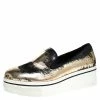 Hot Sale ⌛ Stella McCartney Bronze/Black Leather Binx Platform Slip On 👟 Sneakers Size 38 For 👩 Women 🎁 -Stella McCartney Shop luxury women stella mccartney used shoes p276595 006