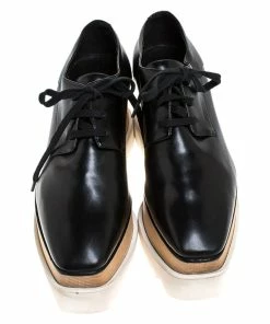 Discount 🎉 Stella McCartney Black Faux Leather Elyse Platform Derby 👟 Sneakers Size 36.5 For 👩 Women 👍 -Stella McCartney Shop luxury women stella mccartney used shoes p277115 003