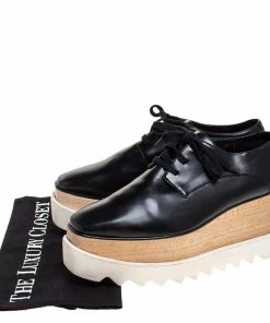 Discount 🎉 Stella McCartney Black Faux Leather Elyse Platform Derby 👟 Sneakers Size 36.5 For 👩 Women 👍 -Stella McCartney Shop luxury women stella mccartney used shoes p277115 008
