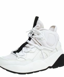 Best Sale 🔥 Stella McCartney White/Black Neoprene And Faux Leather Eclypse High Top Chunky 👟 Sneakers Size 39 For 👩 Women 😉