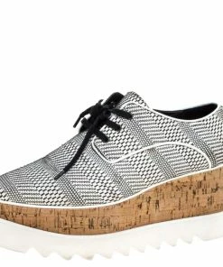 Best deal ⭐ Stella McCartney Black/White Faux Leather Elyse Platform Derby Size 39 For 👩 Women 👏