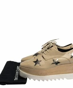 Deals ⭐ Stella McCartney Beige Faux Leather Elyse Star Platform Lace Up Derby Size 41 For 👩 Women 🎉 -Stella McCartney Shop luxury women stella mccartney used shoes p281456 001