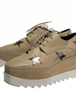 Deals ⭐ Stella McCartney Beige Faux Leather Elyse Star Platform Lace Up Derby Size 41 For 👩 Women 🎉 -Stella McCartney Shop luxury women stella mccartney used shoes p281456 002