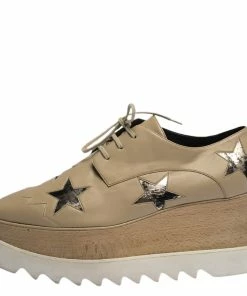 Deals ⭐ Stella McCartney Beige Faux Leather Elyse Star Platform Lace Up Derby Size 41 For 👩 Women 🎉 -Stella McCartney Shop luxury women stella mccartney used shoes p281456 004