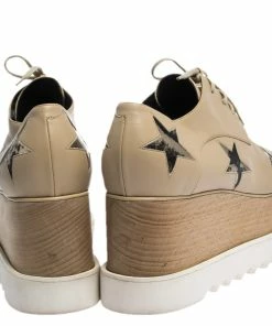 Deals ⭐ Stella McCartney Beige Faux Leather Elyse Star Platform Lace Up Derby Size 41 For 👩 Women 🎉 -Stella McCartney Shop luxury women stella mccartney used shoes p281456 005