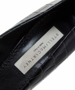 Budget 😍 Stella McCartney Black Faux Croc Embossed Leather Platform Pumps Size 38.5 For 👩 Women ✔️ -Stella McCartney Shop luxury women stella mccartney used shoes p286019 004