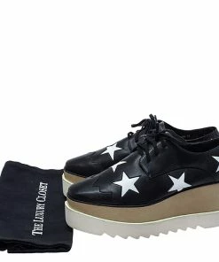 Top 10 😍 Stella McCartney Black/White Faux Leather Elyse Star Platform Derby Size 39 For 👩 Women ✨ -Stella McCartney Shop luxury women stella mccartney used shoes p286276 001