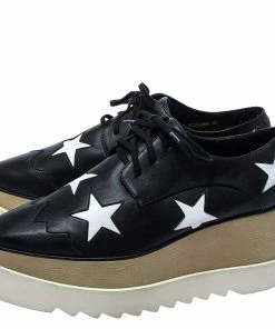 Top 10 😍 Stella McCartney Black/White Faux Leather Elyse Star Platform Derby Size 39 For 👩 Women ✨ -Stella McCartney Shop luxury women stella mccartney used shoes p286276 002
