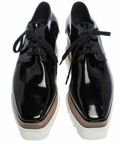 New ❤️ Stella McCartney Black Faux Patent Leather Elyse Platform Derby Size 37.5 For 👩 Women 🤩 -Stella McCartney Shop luxury women stella mccartney used shoes p290687 003