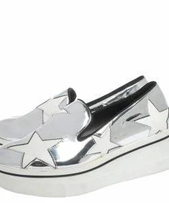 Promo 🌟 Stella McCartney Metallic Silver White Star Platform Binx 👟 Sneakers Size 35 For 👩 Women 🔥 -Stella McCartney Shop luxury women stella mccartney used shoes p295222 005