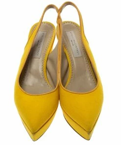 Coupon ✔️ Stella McCartney Yellow Canvas Slingback Wedges Size 40 For 👩 Women ✨ -Stella McCartney Shop luxury women stella mccartney used shoes p295855 005