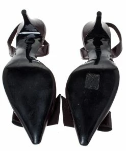 Hot Sale 😉 Stella McCartney Burgundy Faux Patent Leather Slingback 🩴 Sandals Size 36.5 For 👩 Women 👏 -Stella McCartney Shop luxury women stella mccartney used shoes p297231 002