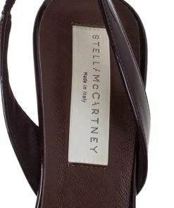 Hot Sale 😉 Stella McCartney Burgundy Faux Patent Leather Slingback 🩴 Sandals Size 36.5 For 👩 Women 👏 -Stella McCartney Shop luxury women stella mccartney used shoes p297231 005