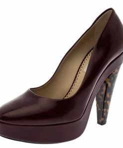 Discount 😀 Stella McCartney Burgundy Leather Corinne Platform Pumps Size 40 For 👩 Women 🛒