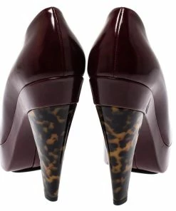 Discount 😀 Stella McCartney Burgundy Leather Corinne Platform Pumps Size 40 For 👩 Women 🛒 -Stella McCartney Shop luxury women stella mccartney used shoes p298196 002