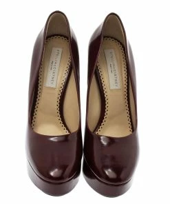 Discount 😀 Stella McCartney Burgundy Leather Corinne Platform Pumps Size 40 For 👩 Women 🛒 -Stella McCartney Shop luxury women stella mccartney used shoes p298196 006