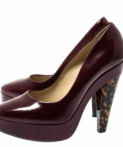Discount 😀 Stella McCartney Burgundy Leather Corinne Platform Pumps Size 40 For 👩 Women 🛒 -Stella McCartney Shop luxury women stella mccartney used shoes p298196 007