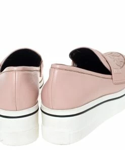 Budget 🔔 Stella McCartney Pink Faux Leather And Lace Penny Platform Loafers Size 38 For 👩 Women ⌛ -Stella McCartney Shop luxury women stella mccartney used shoes p300226 004