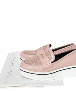 Budget 🔔 Stella McCartney Pink Faux Leather And Lace Penny Platform Loafers Size 38 For 👩 Women ⌛ -Stella McCartney Shop luxury women stella mccartney used shoes p300226 007