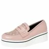 Budget 🔔 Stella McCartney Pink Faux Leather And Lace Penny Platform Loafers Size 38 For 👩 Women ⌛