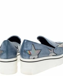 Outlet 🔔 Stella McCartney Blue Faux Leather Binx Star Slip-On Platform 👟 Sneakers Size 36 For 👩 Women 🎁 -Stella McCartney Shop luxury women stella mccartney used shoes p301722 002