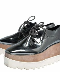 Discount ✨ Stella McCartney Metallic Silver Faux Leather Elyse Platform Low Top 👟 Sneakers Size 35.5 For 👩 Women 🌟 -Stella McCartney Shop luxury women stella mccartney used shoes p306248 008