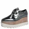 Discount ✨ Stella McCartney Metallic Silver Faux Leather Elyse Platform Low Top 👟 Sneakers Size 35.5 For 👩 Women 🌟