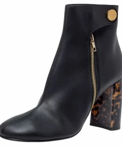 Best reviews of 👏 Stella McCartney Black Faux Leather Block Heel Ankle Booties Size 41 For 👩 Women 🔔