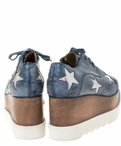 Wholesale ✨ Stella McCartney Blue Faded Effect Faux Leather Elyse Star Platform Derby Size 37 For 👩 Women ✨ -Stella McCartney Shop luxury women stella mccartney used shoes p309158 002
