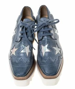 Wholesale ✨ Stella McCartney Blue Faded Effect Faux Leather Elyse Star Platform Derby Size 37 For 👩 Women ✨ -Stella McCartney Shop luxury women stella mccartney used shoes p309158 003