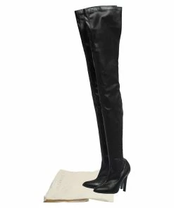 Brand new 👍 Stella McCartney Black Faux Leather Over The Knee 🥾 Boots Size 38 For 👩 Women 🧨 -Stella McCartney Shop luxury women stella mccartney used shoes p309672 002
