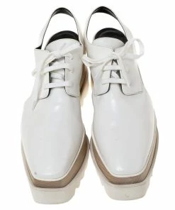 Outlet 😍 Stella McCartney White Faux Leather Elyse Cut Out Platform 👟 Sneakers Size 38.5 For 👩 Women ⌛ -Stella McCartney Shop luxury women stella mccartney used shoes p310547 006