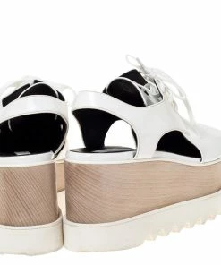 Outlet 😍 Stella McCartney White Faux Leather Elyse Cut Out Platform 👟 Sneakers Size 38.5 For 👩 Women ⌛ -Stella McCartney Shop luxury women stella mccartney used shoes p310547 007