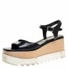 Cheapest 🌟 Stella McCartney Black Faux Leather Creeper Platform Ankle Strap 🩴 Sandals Size 39 For 👩 Women 💯