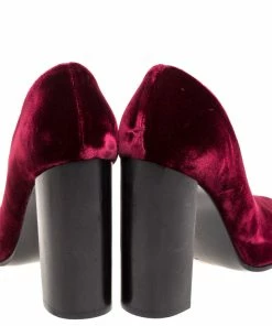 Deals 🔥 Stella McCartney Maroon Velvet V Neck Pointed Toe Pumps Size 37 For 👩 Women 👍 -Stella McCartney Shop luxury women stella mccartney used shoes p315932 002