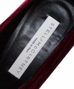 Deals 🔥 Stella McCartney Maroon Velvet V Neck Pointed Toe Pumps Size 37 For 👩 Women 👍 -Stella McCartney Shop luxury women stella mccartney used shoes p315932 004