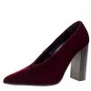 Deals 🔥 Stella McCartney Maroon Velvet V Neck Pointed Toe Pumps Size 37 For 👩 Women 👍