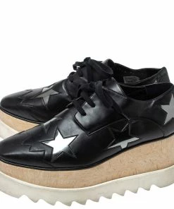 Promo 😍 Stella McCartney Black Faux Leather Elyse Star Platform Lace Up Booties Size 37 For 👩 Women 🔔 -Stella McCartney Shop luxury women stella mccartney used shoes p316764 001