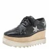 Promo 😍 Stella McCartney Black Faux Leather Elyse Star Platform Lace Up Booties Size 37 For 👩 Women 🔔