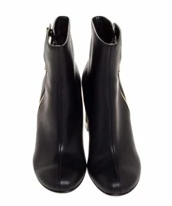 Best Sale 👍 Stella McCartney Black Faux Leather Tortoise Block Heel "Percy" Ankle Booties Size 37.5 For 👩 Women ⌛ -Stella McCartney Shop luxury women stella mccartney used shoes p316934 004