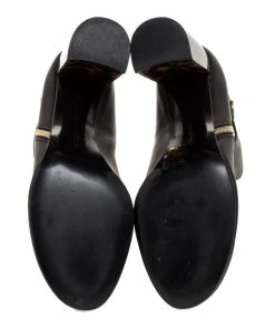 Best Sale 👍 Stella McCartney Black Faux Leather Tortoise Block Heel "Percy" Ankle Booties Size 37.5 For 👩 Women ⌛ -Stella McCartney Shop luxury women stella mccartney used shoes p316934 006