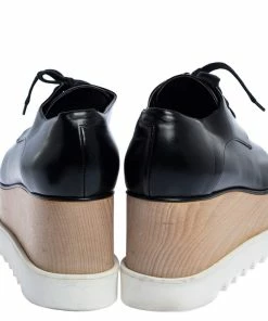 Hot Sale ⭐ Stella McCartney Black Faux Leather Elyse Platform Derby 👟 Sneakers Size 38.5 For 👩 Women 👏 -Stella McCartney Shop luxury women stella mccartney used shoes p320252 003