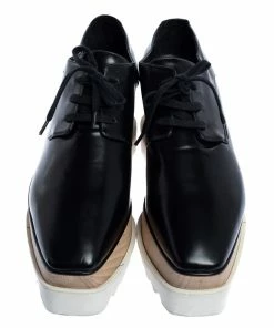 Hot Sale ⭐ Stella McCartney Black Faux Leather Elyse Platform Derby 👟 Sneakers Size 38.5 For 👩 Women 👏 -Stella McCartney Shop luxury women stella mccartney used shoes p320252 004